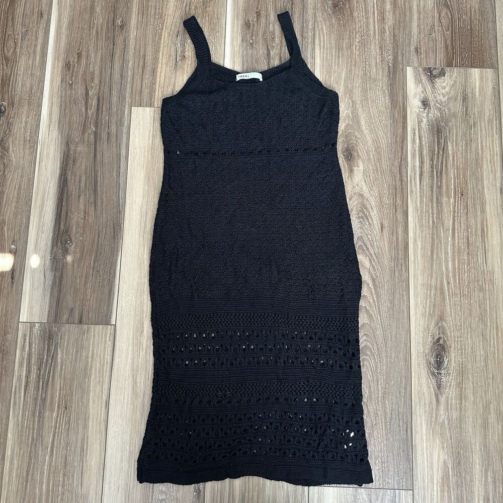 MIHOLL Womens Crochet Dress Black Size Small Viscose Sleeveless Sheer Cover Up